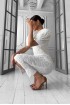 Rosette midi dress with cups and puff sleeves