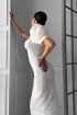 Rosette midi dress with cups and puff sleeves