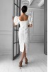 Rosette midi dress with cups and puff sleeves