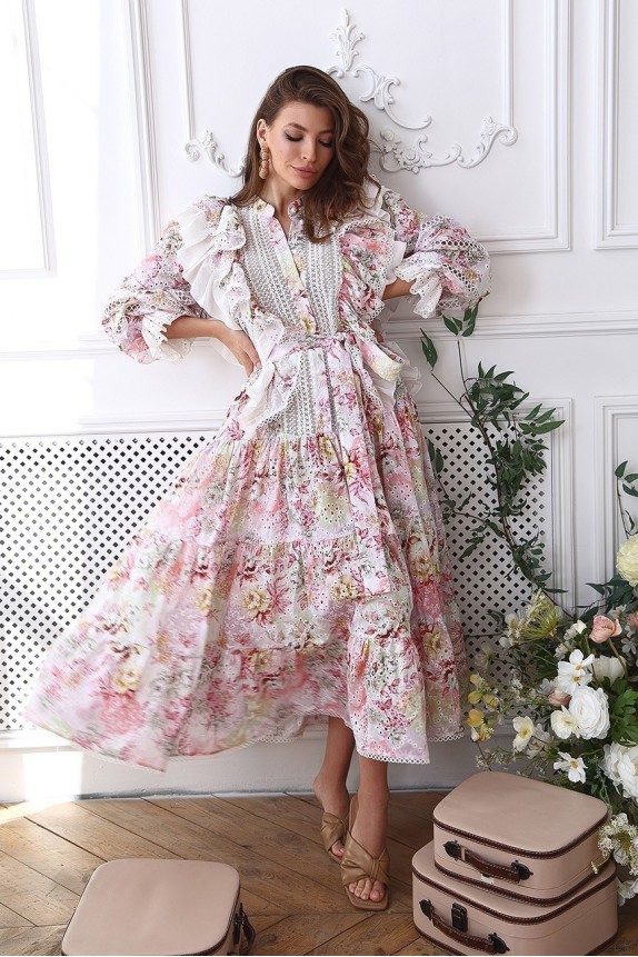 Monet cotton midi sundress with flowers with wings