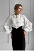 Cotton blouse Vyshyvanka with raglan sleeves, with 3D lace