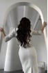 Tweed silhouette dress with pearl embroidery