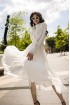 Chiffon pleated dress with lace collar