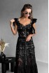 Floor-length lace sundress with wings, with pearls