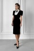 Silhouette midi dress with white jabot Roses