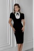 Silhouette midi dress with white jabot Roses