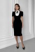 Silhouette midi dress with white jabot Roses