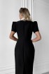 Silhouette midi dress with white jabot Roses