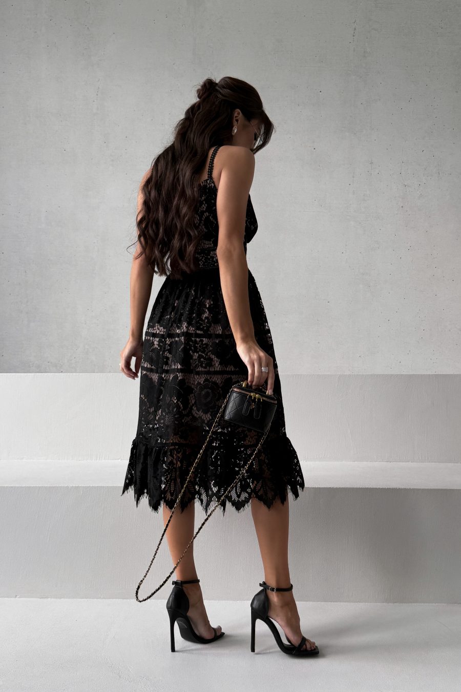 Lace sundress with lattice on straps
