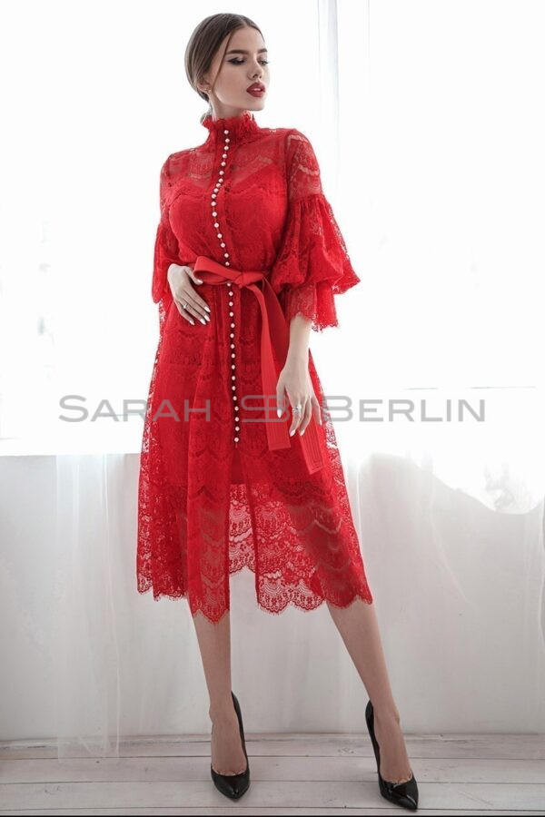 Organza dress with embroidery with lace