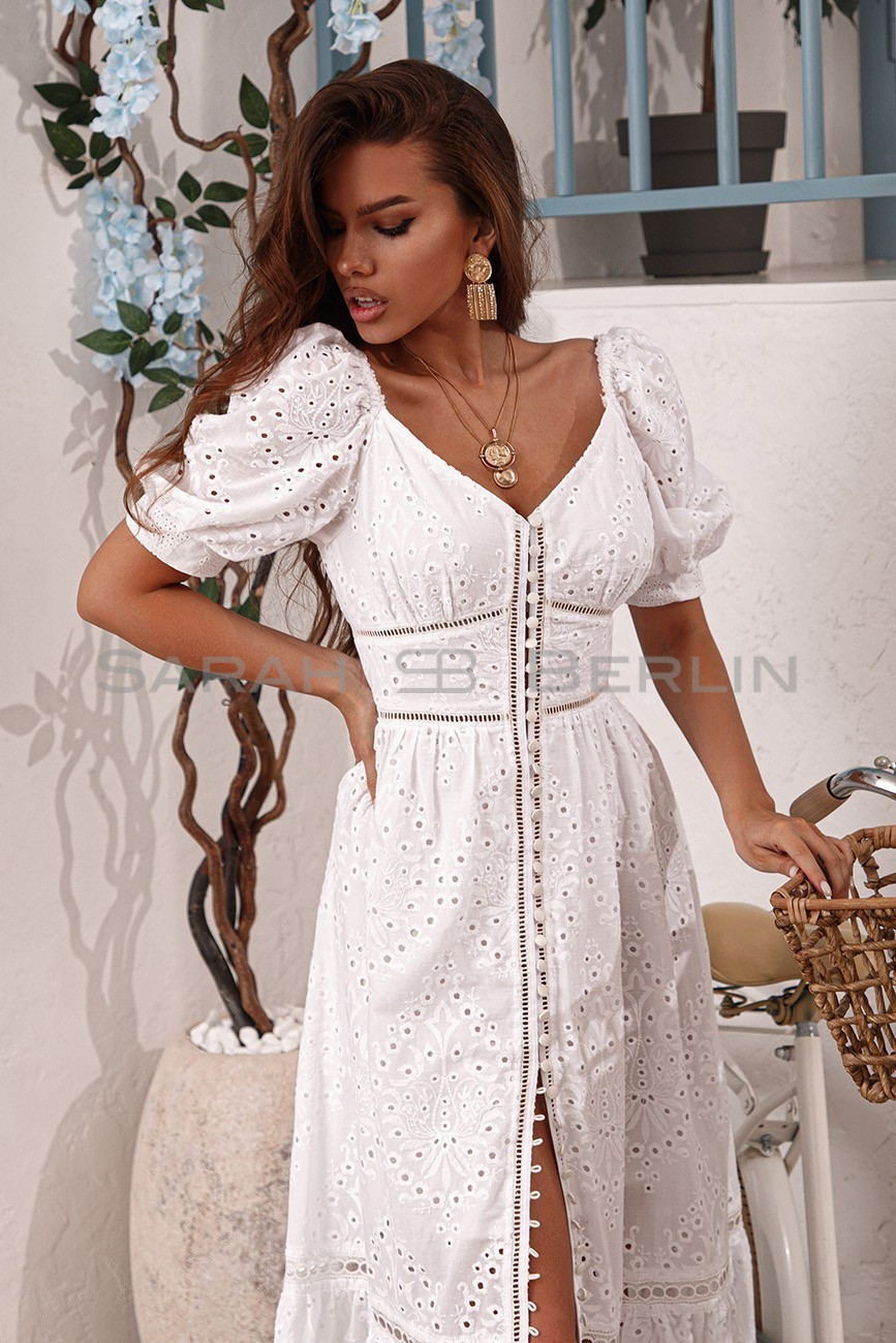 Cotton dress with flashlight sleeves