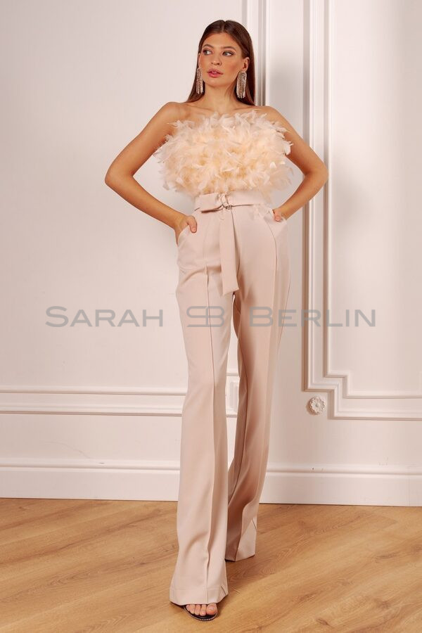 Wrap dress with ostrich feathers