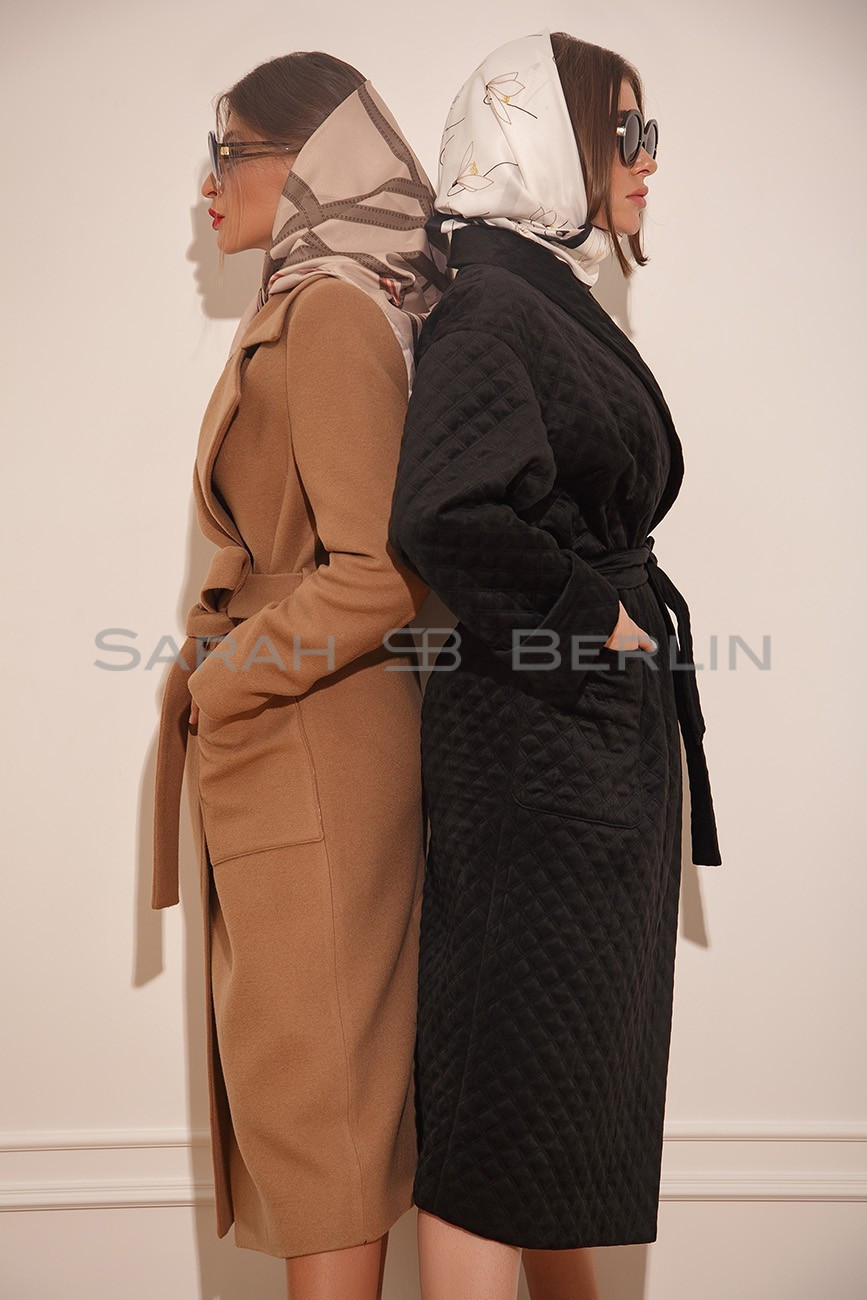 Camel wool coat with patch pockets
