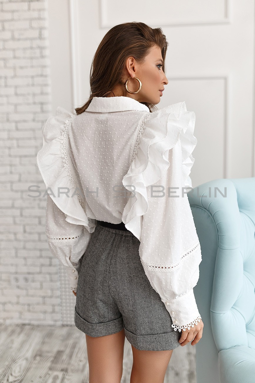 Cotton blouse with wings and lace