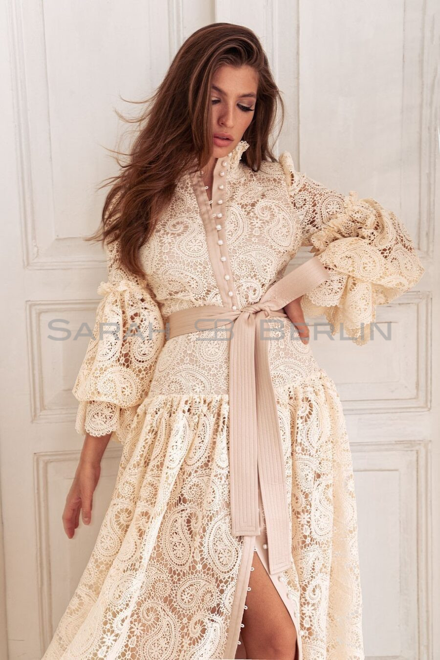 Ажурное платье Миледи в пол с жемчугом