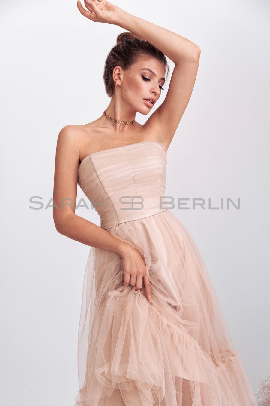 Drape corset in tulle with drapes