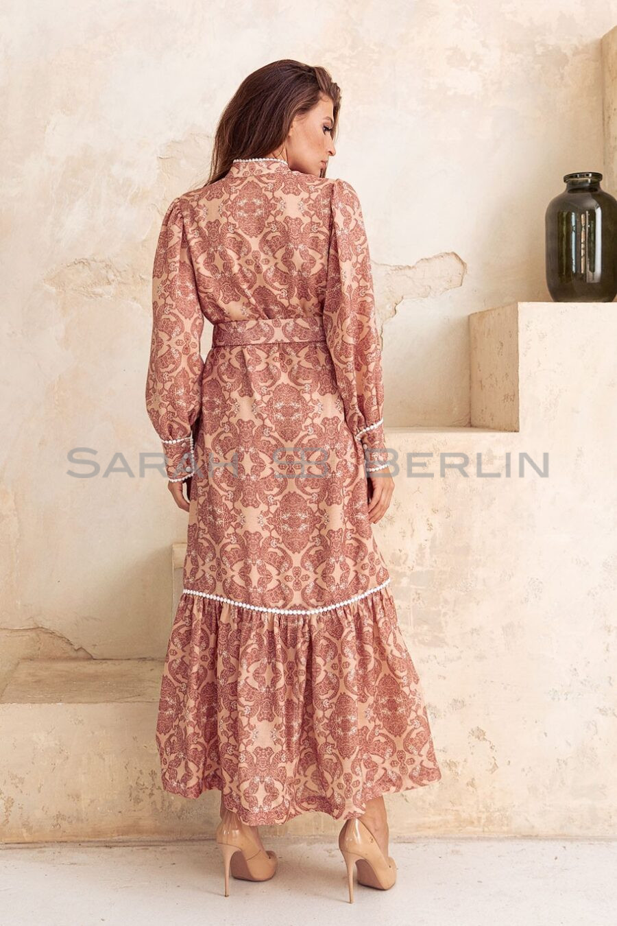 Loose dress with lace, made of Italian dress wool