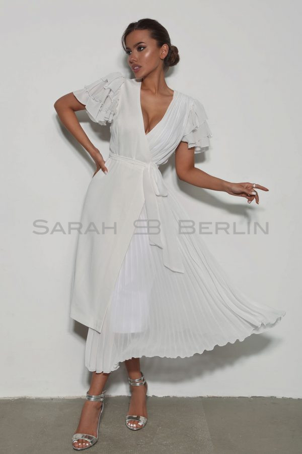Wrap dress with wings, pleated asymmetry