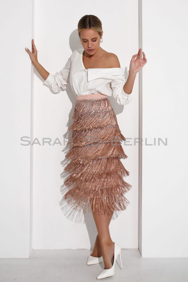 Sequin fringed skirt