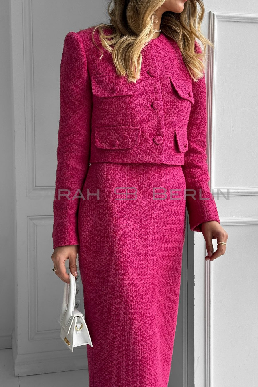 Tweed cotton two-piece suit: jacket and skirt