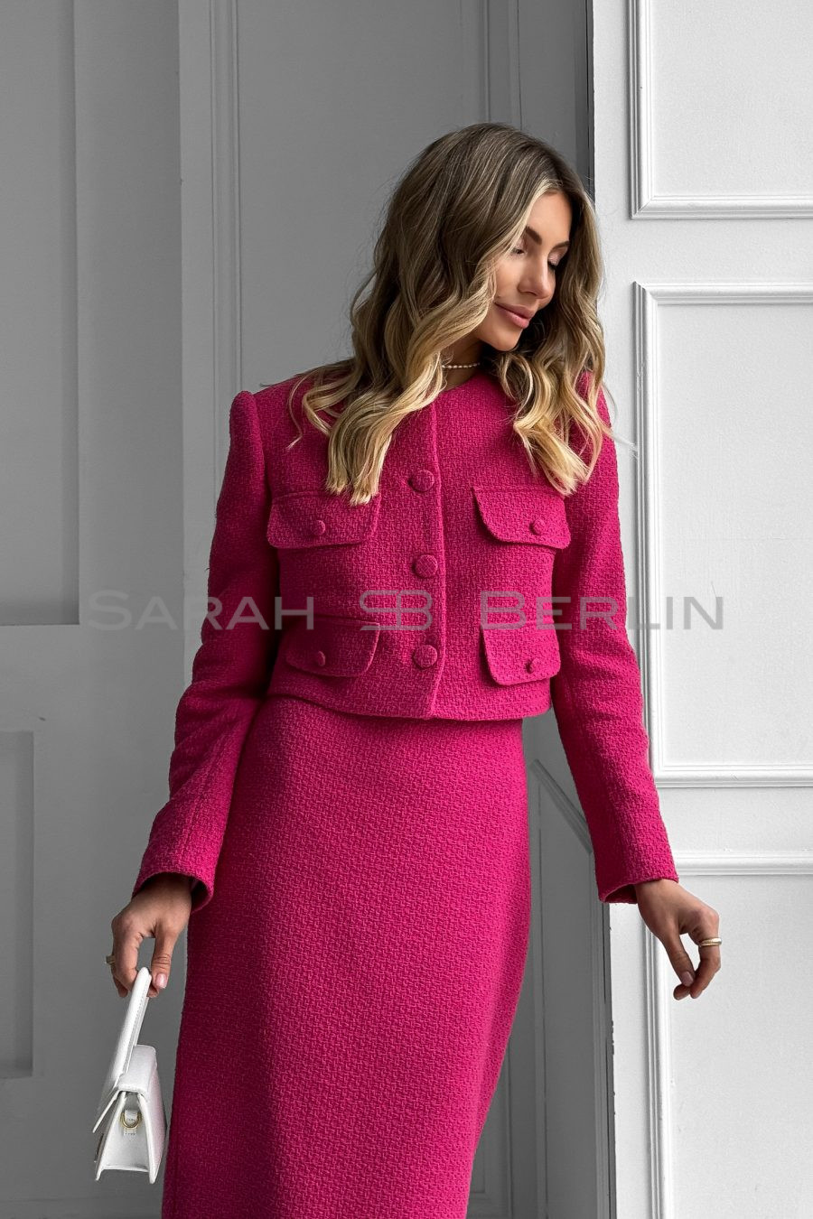 Tweed cotton two-piece suit: jacket and skirt