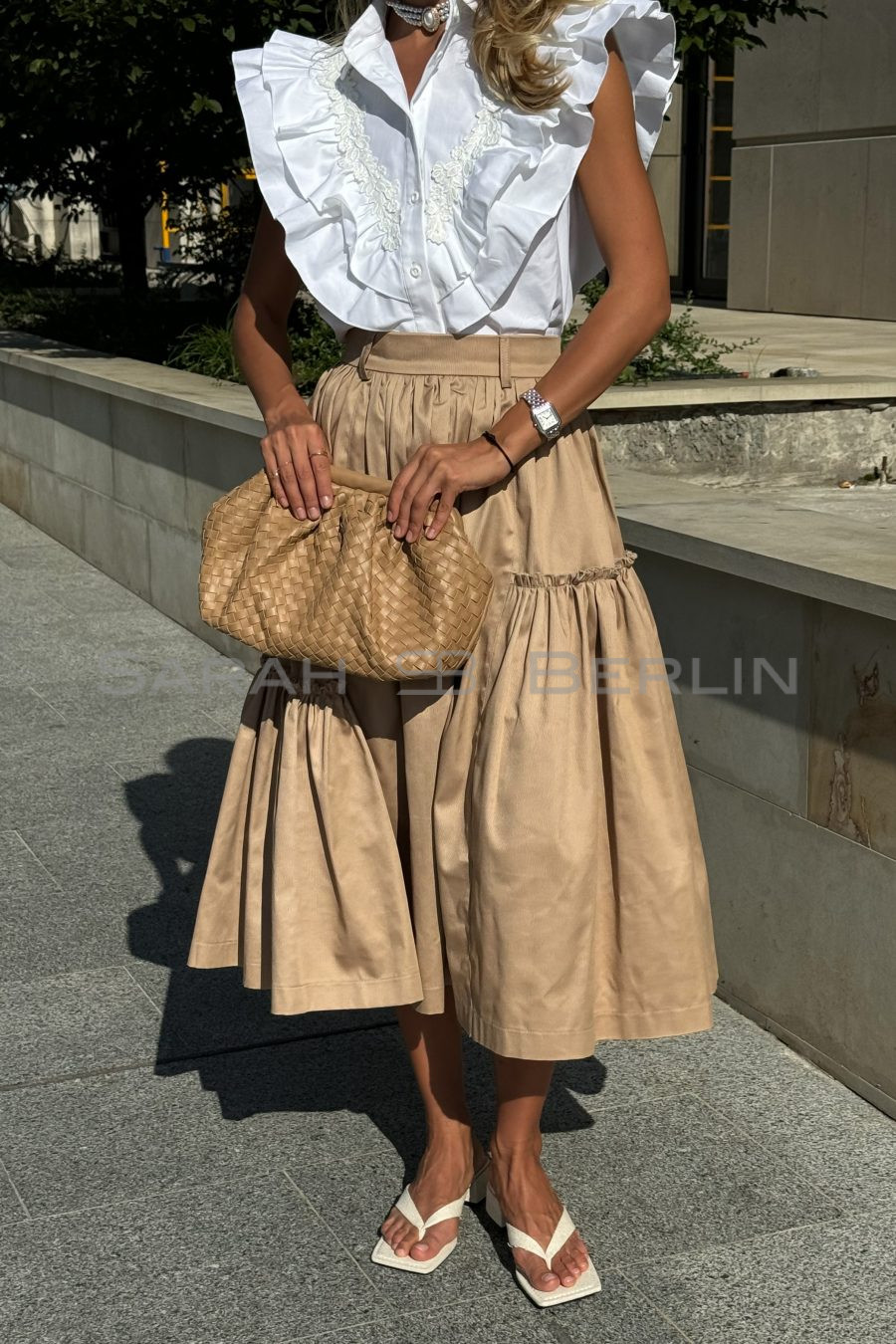 Asymmetrical full cotton skirt