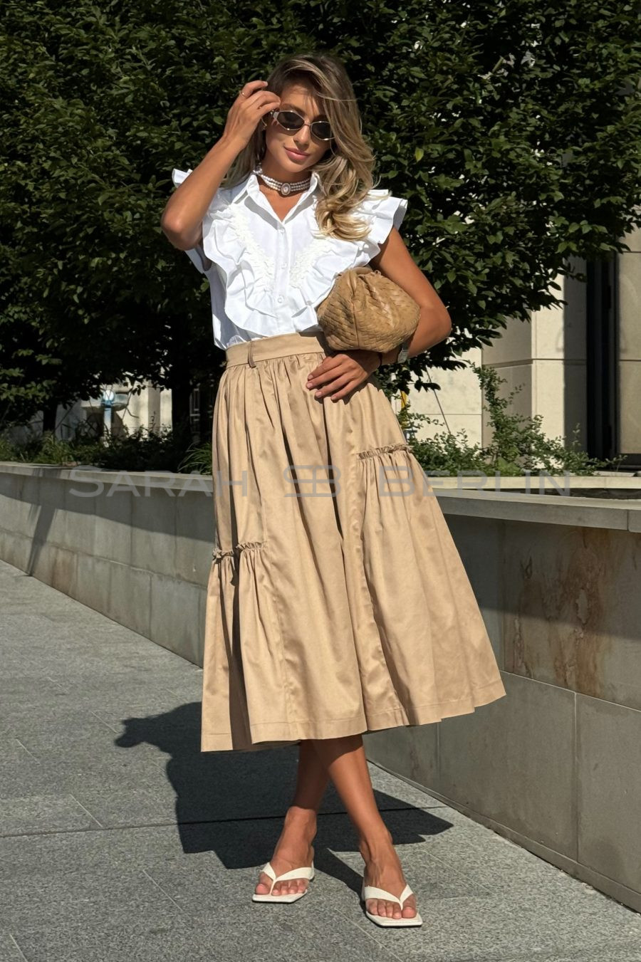 Asymmetrical full cotton skirt