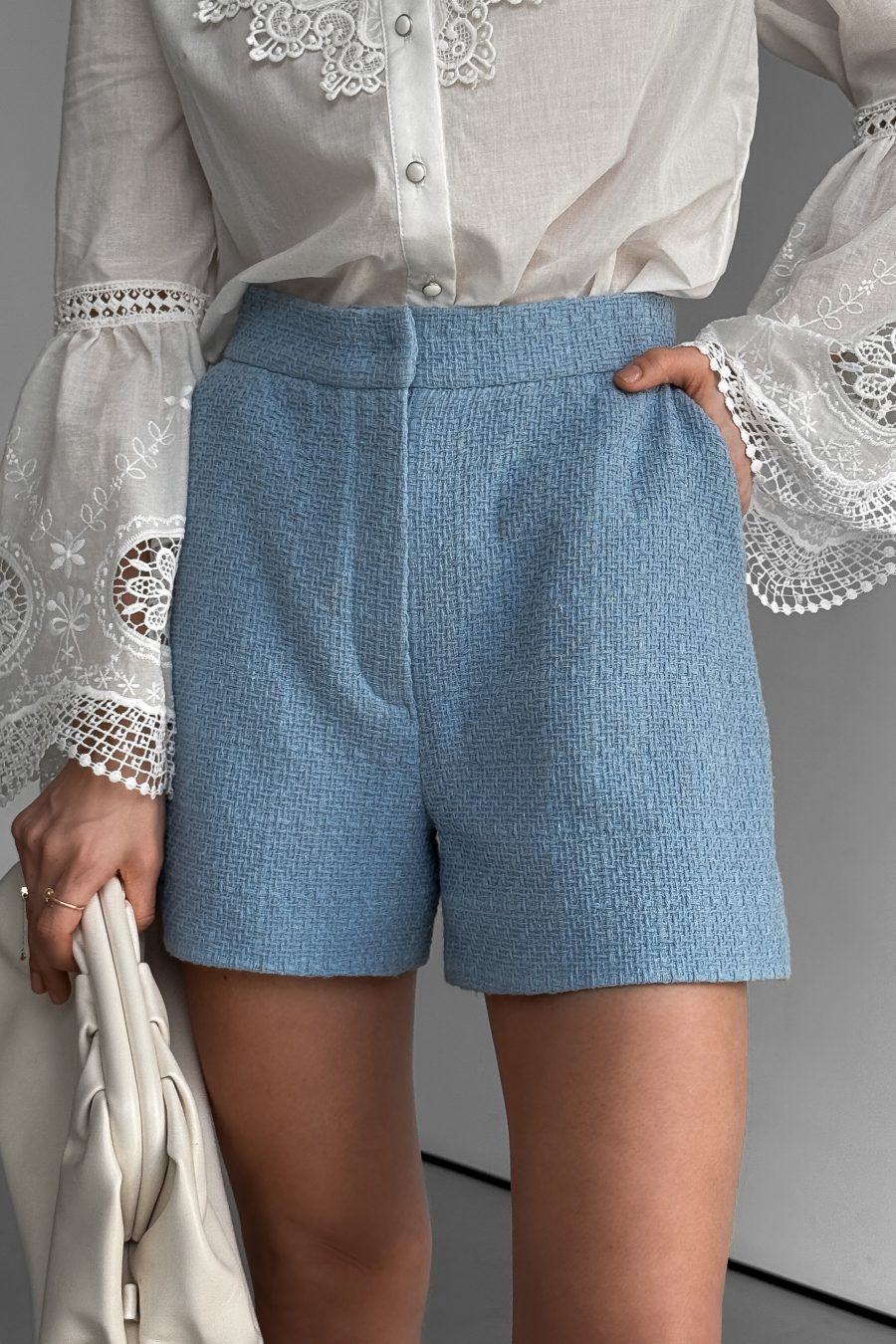 High Waist Tweed Shorts