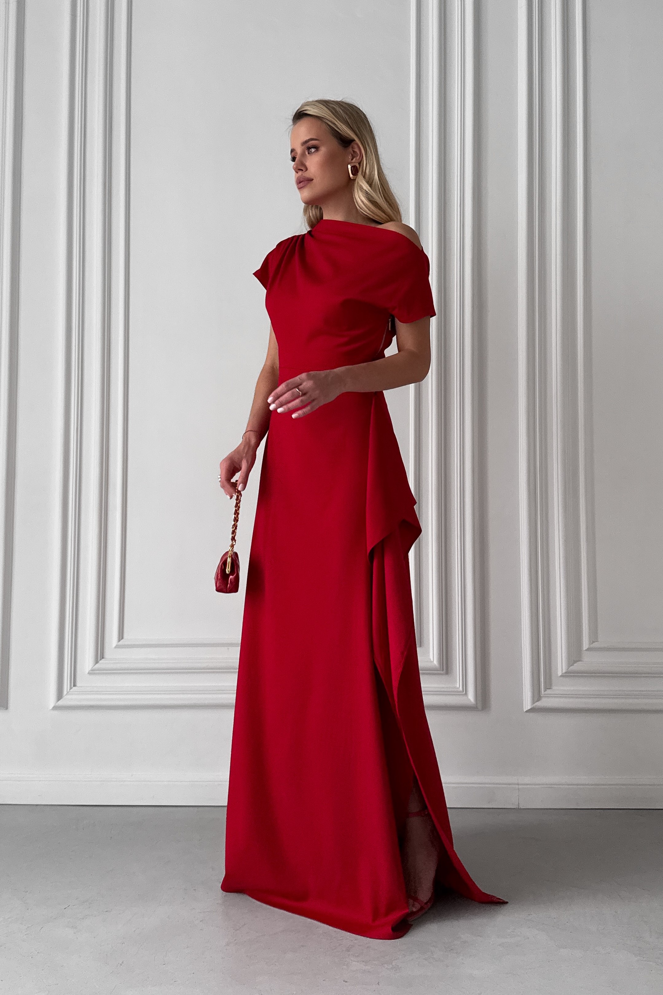 IMG_7925-2 Длинное асимметричное платье с драпировкой с разрезом на ноге