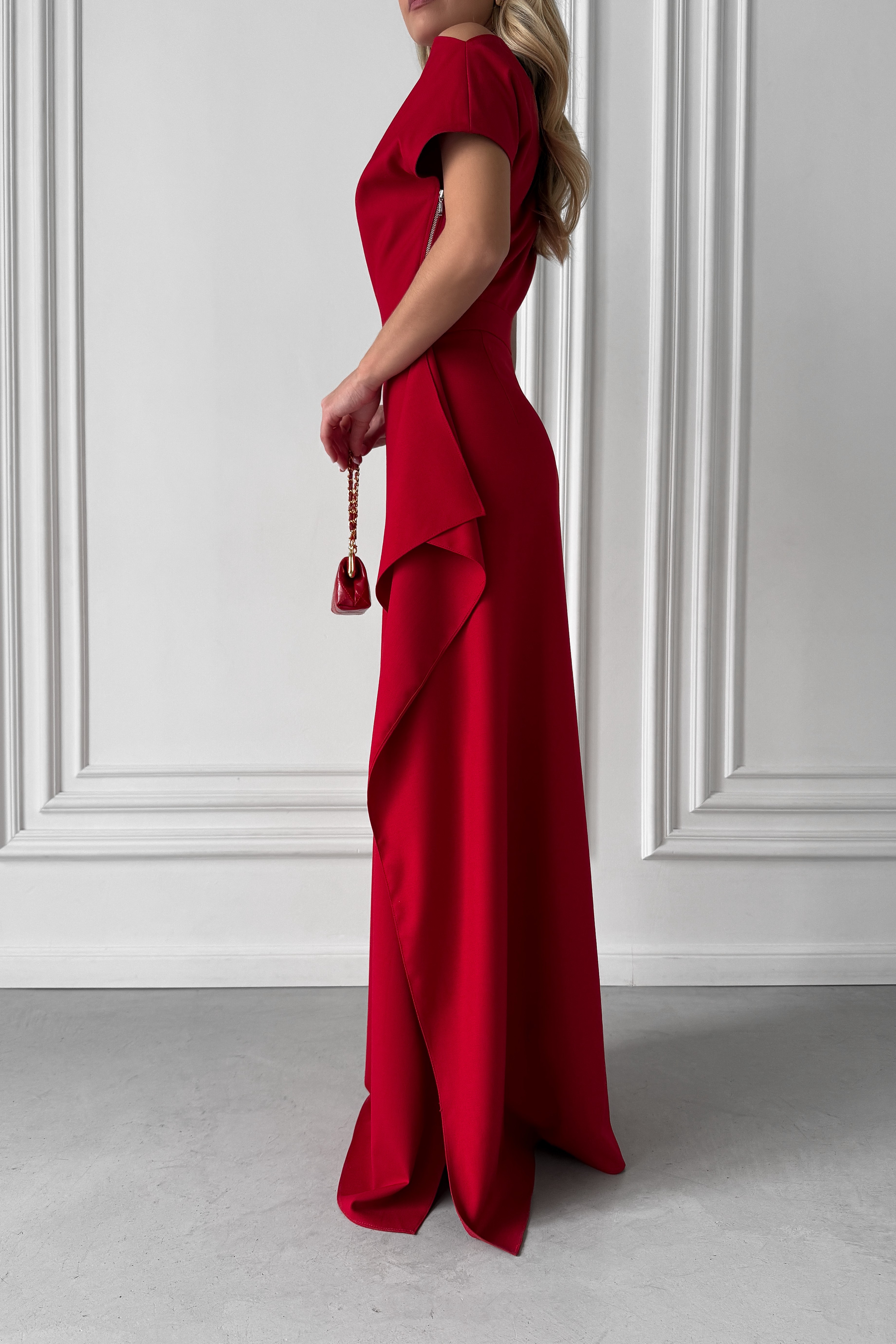 IMG_7943-2 Длинное асимметричное платье с драпировкой с разрезом на ноге