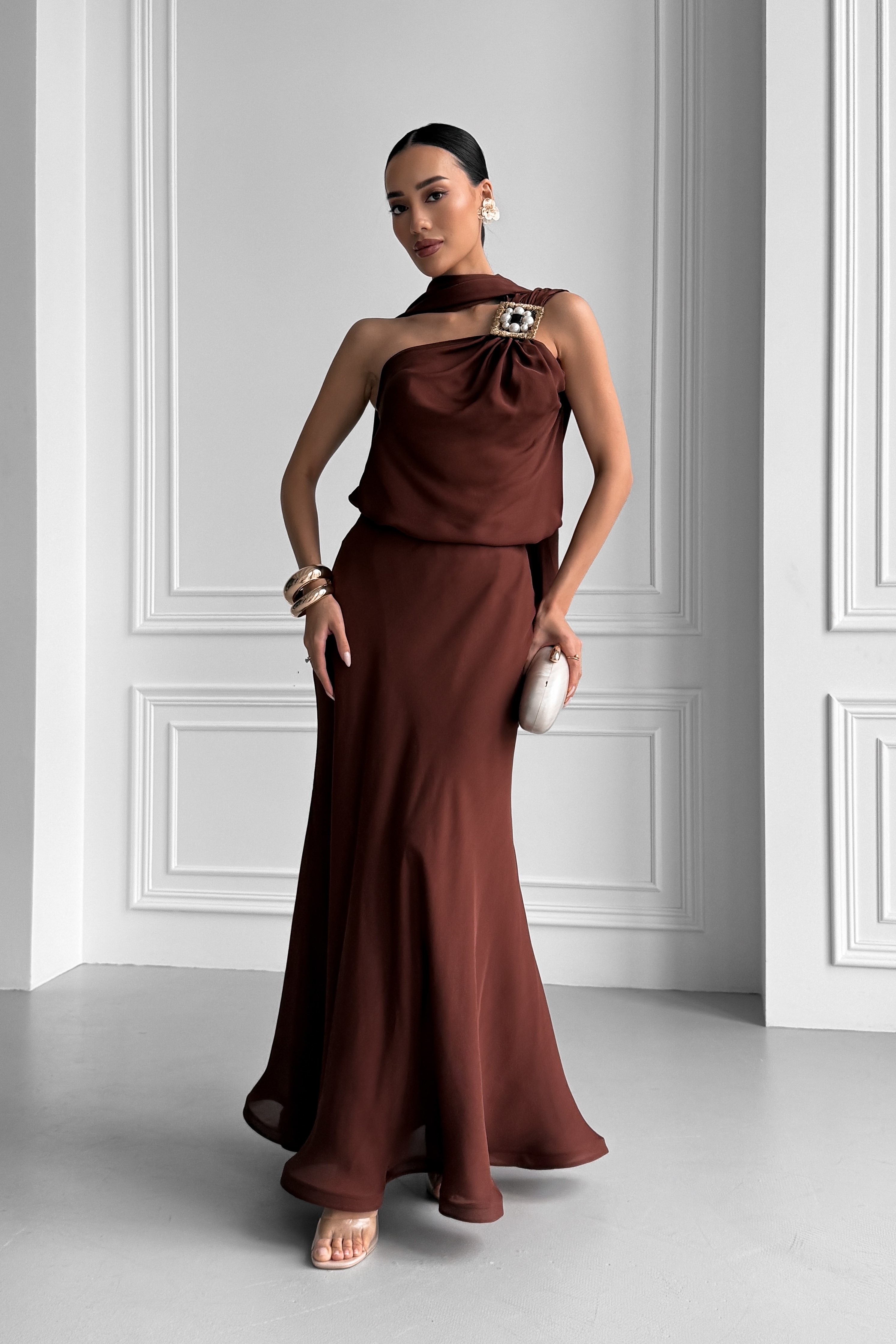 IMG_2698-2 Вечернее длинное платье из натурального шелка на одно плечо, с шалью