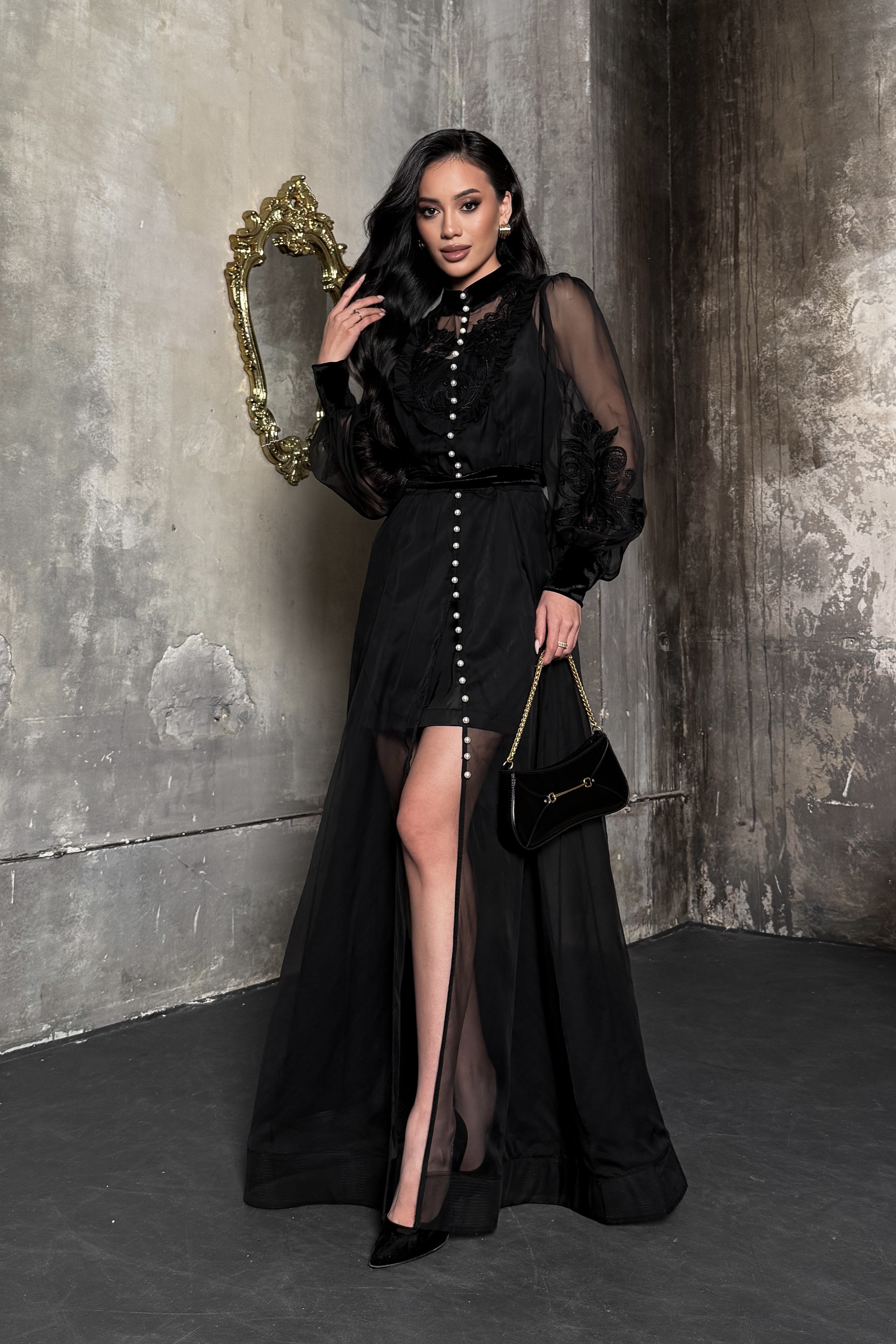 IMG_4063-2 Вечерний комплект с жемчугом, из натуральной шелковой органзы и нижнего платья на бретелях