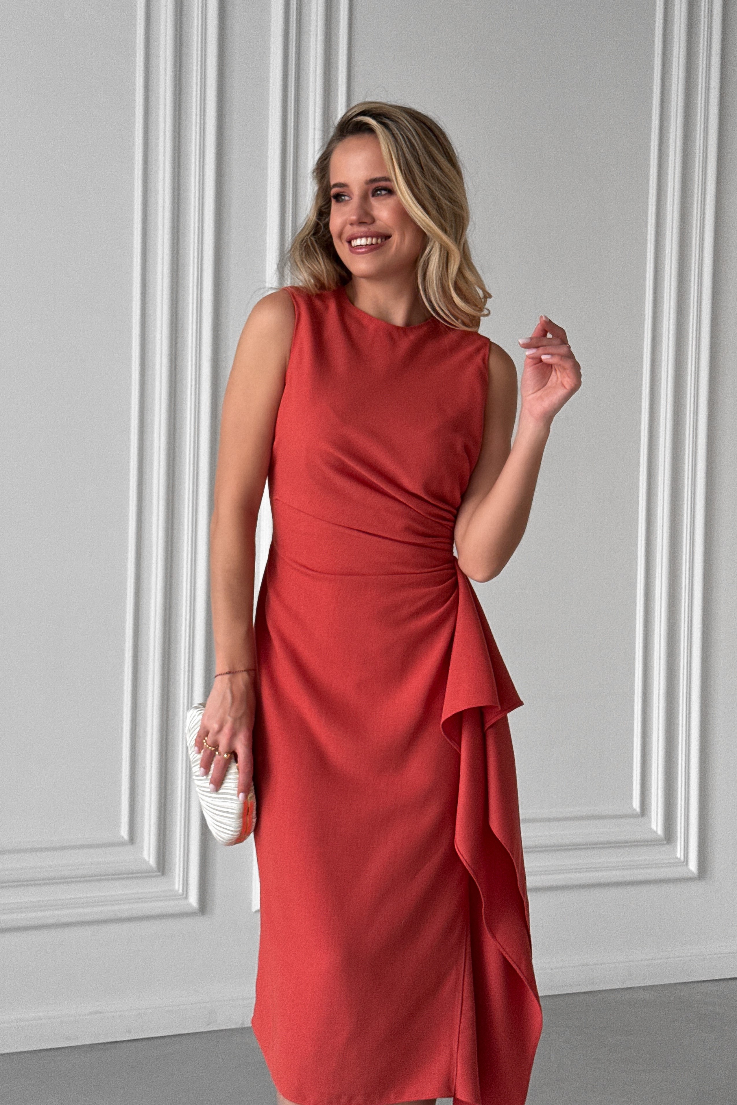 IMG_8023-2 Асимметричное платье миди с драпировкой и разрезом на ноге